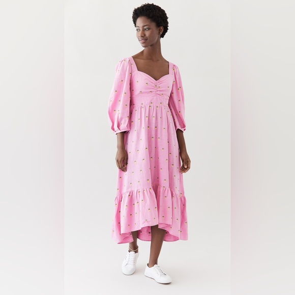 Farm Rio medium pink pineapple puff sleeve dress - Picture 1 of 5